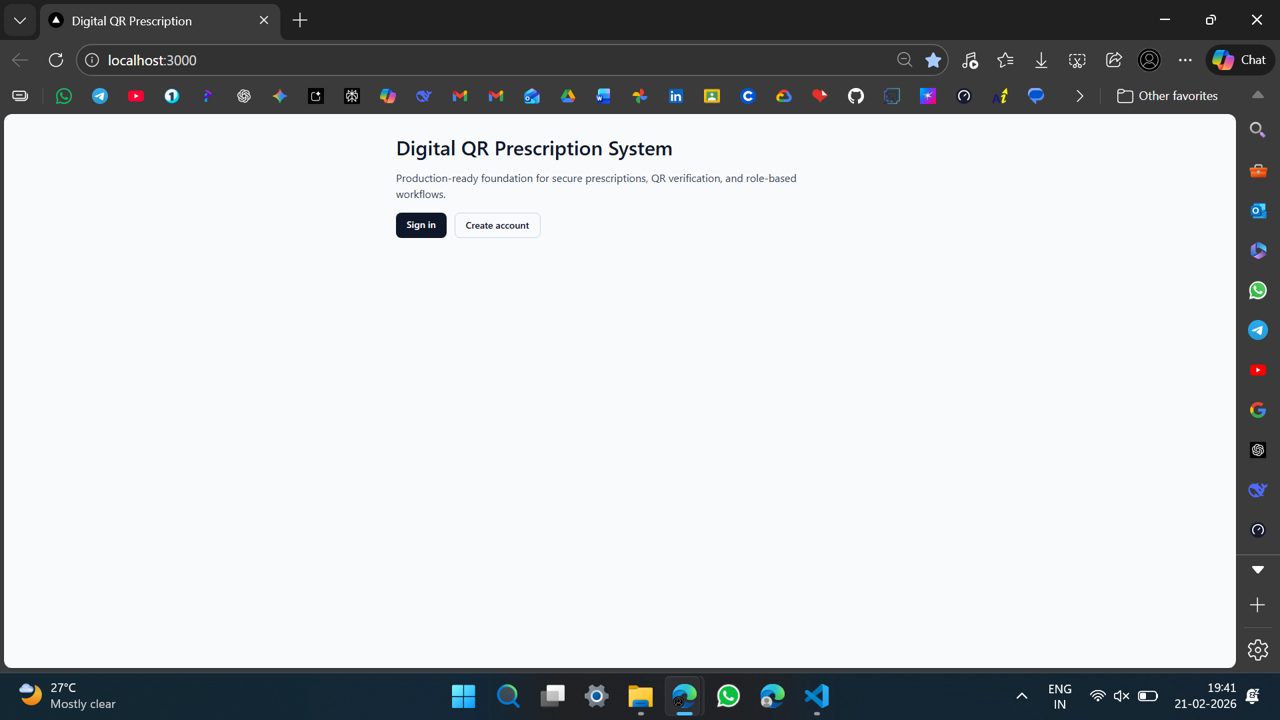 Digital QR Prescription landing page